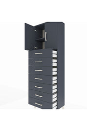 Arges Dolap 2 Raflı 7 Çekmeceli 2 Kapaklı 60x30x182 Antrasit-Antrasit