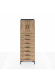 Arges Dolap 2 Raflı 7 Çekmeceli 2 Kapaklı 60x30x182 Antrasit-Çam