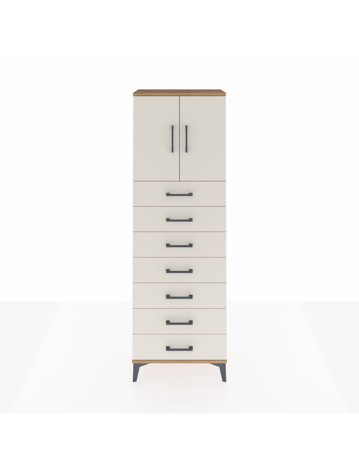 Arges Dolap 2 Raflı 7 Çekmeceli 2 Kapaklı 60x30x182 Çam-Aytaşı