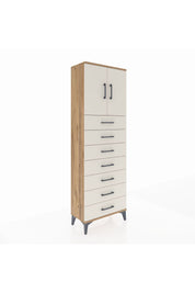 Arges Dolap 2 Raflı 7 Çekmeceli 2 Kapaklı 60x30x182 Çam-Aytaşı