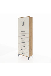 Arges Dolap 2 Raflı 7 Çekmeceli 2 Kapaklı 60x30x182 Çam-Aytaşı