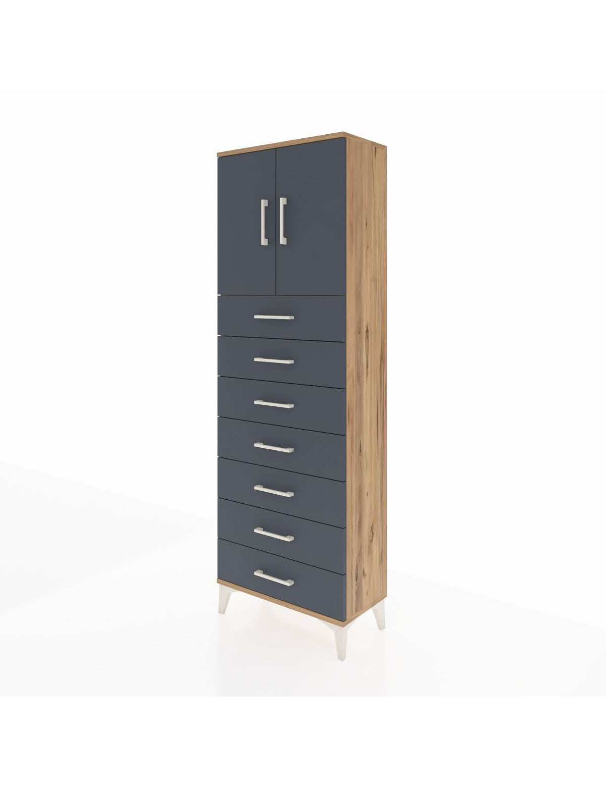 Arges Dolap 2 Raflı 7 Çekmeceli 2 Kapaklı 60x30x182 - S23M002V8A