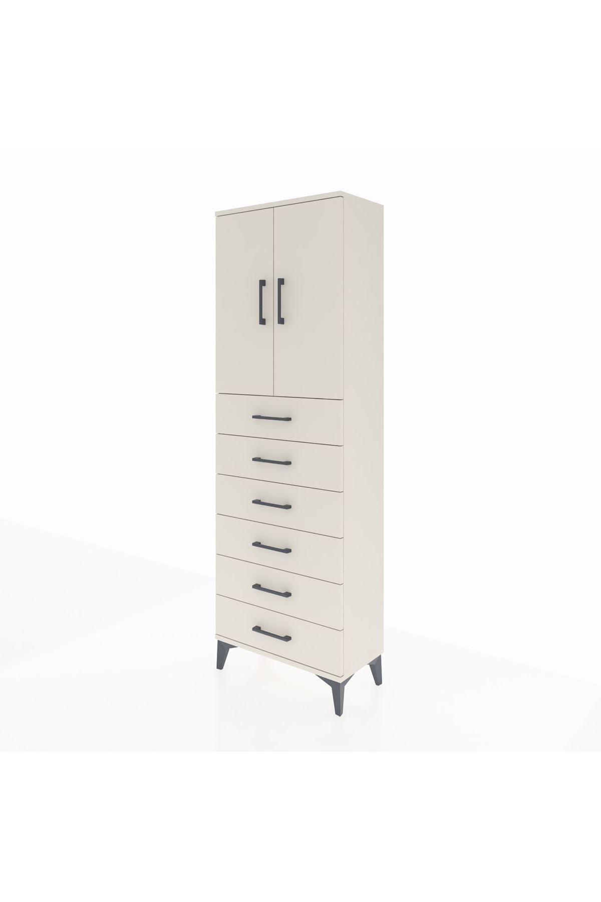 Arges Dolap 2 Raflı 6 Çekmeceli 2 Kapaklı 60x30x182 Aytaşı-Aytaşı