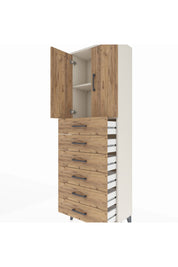 Arges Dolap 2 Raflı 6 Çekmeceli 2 Kapaklı 60x30x182 Aytaşı-Çam