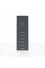 Arges Dolap 2 Raflı 6 Çekmeceli 2 Kapaklı 60x30x182 Antrasit-Antrasit