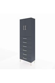 Arges Dolap 2 Raflı 6 Çekmeceli 2 Kapaklı 60x30x182 Antrasit-Antrasit