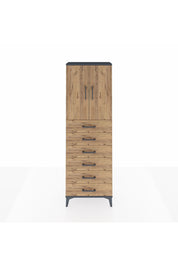 Arges Dolap 2 Raflı 6 Çekmeceli 2 Kapaklı 60x30x182 Antrasit-Çam