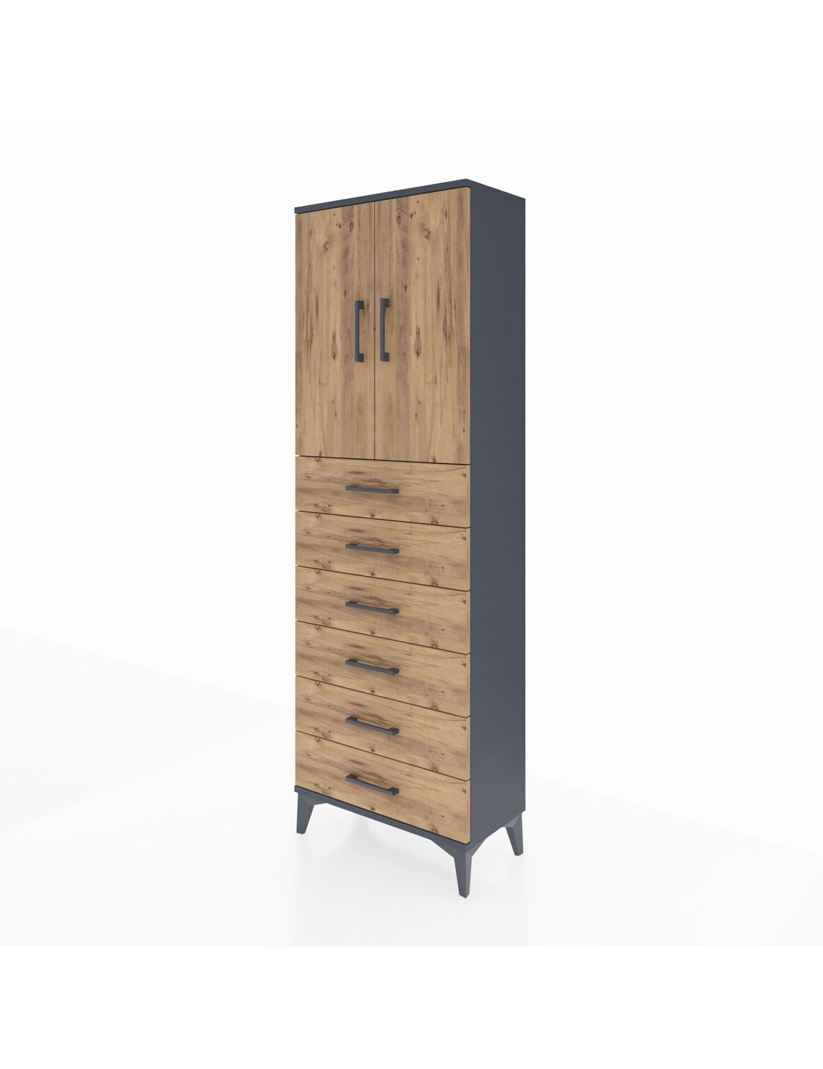 Arges Dolap 2 Raflı 6 Çekmeceli 2 Kapaklı 60x30x182 - S23M003V6A