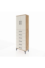 Arges Dolap 2 Raflı 6 Çekmeceli 2 Kapaklı 60x30x182 Çam-Aytaşı