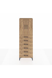 Arges Dolap 2 Raflı 6 Çekmeceli 2 Kapaklı 60x30x182 Çam-Çam