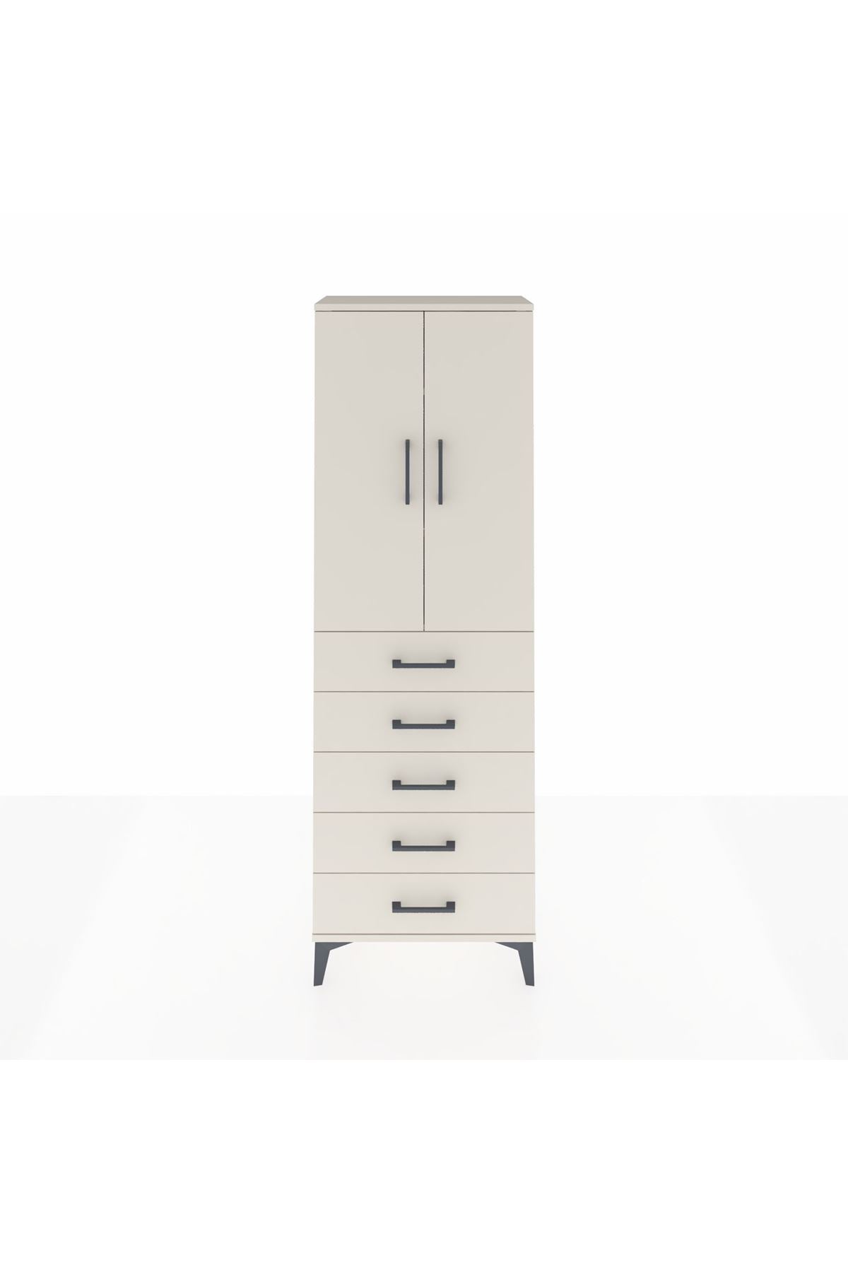 Arges Dolap 3 Raflı 5 Çekmeceli 2 Kapaklı 60x30x182 Aytaşı-Aytaşı