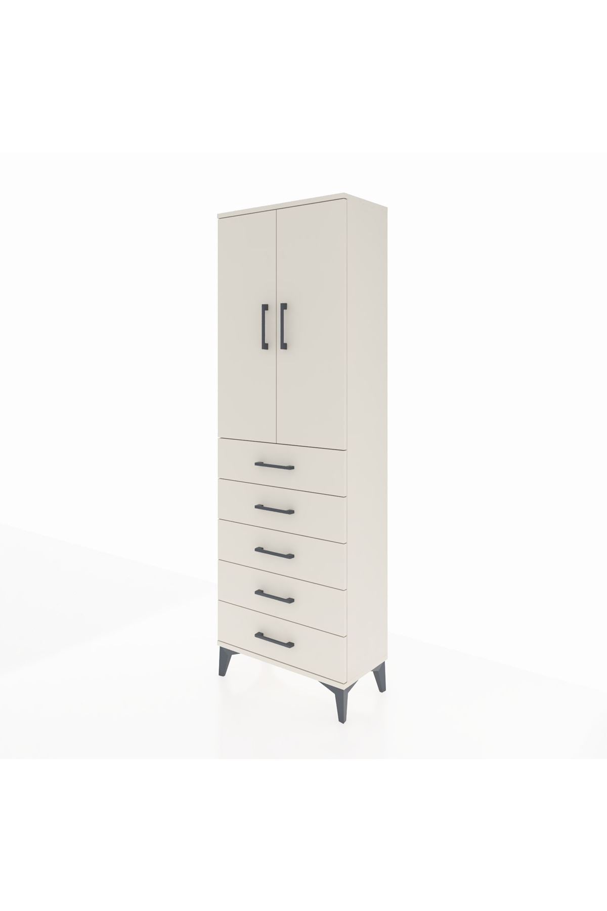 Arges Dolap 3 Raflı 5 Çekmeceli 2 Kapaklı 60x30x182 Aytaşı-Aytaşı