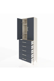 Arges Dolap 3 Raflı 5 Çekmeceli 2 Kapaklı 60x30x182 Aytaşı-Antrasit
