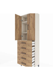 Arges Dolap 3 Raflı 5 Çekmeceli 2 Kapaklı 60x30x182 Aytaşı-Çam