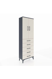 Arges Dolap 3 Raflı 5 Çekmeceli 2 Kapaklı 60x30x182 Antrasit-Aytaşı