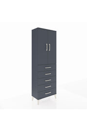 Arges Dolap 3 Raflı 5 Çekmeceli 2 Kapaklı 60x30x182 Antrasit-Antrasit