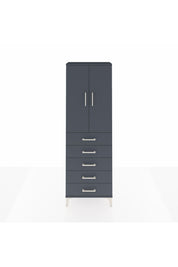 Arges Dolap 3 Raflı 5 Çekmeceli 2 Kapaklı 60x30x182 Antrasit-Antrasit