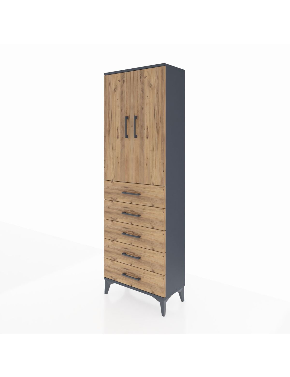 Arges Dolap 3 Raflı 5 Çekmeceli 2 Kapaklı 60x30x182 - S23M004V6A