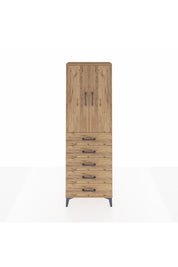 Arges Dolap 3 Raflı 5 Çekmeceli 2 Kapaklı 60x30x182 Çam-Çam