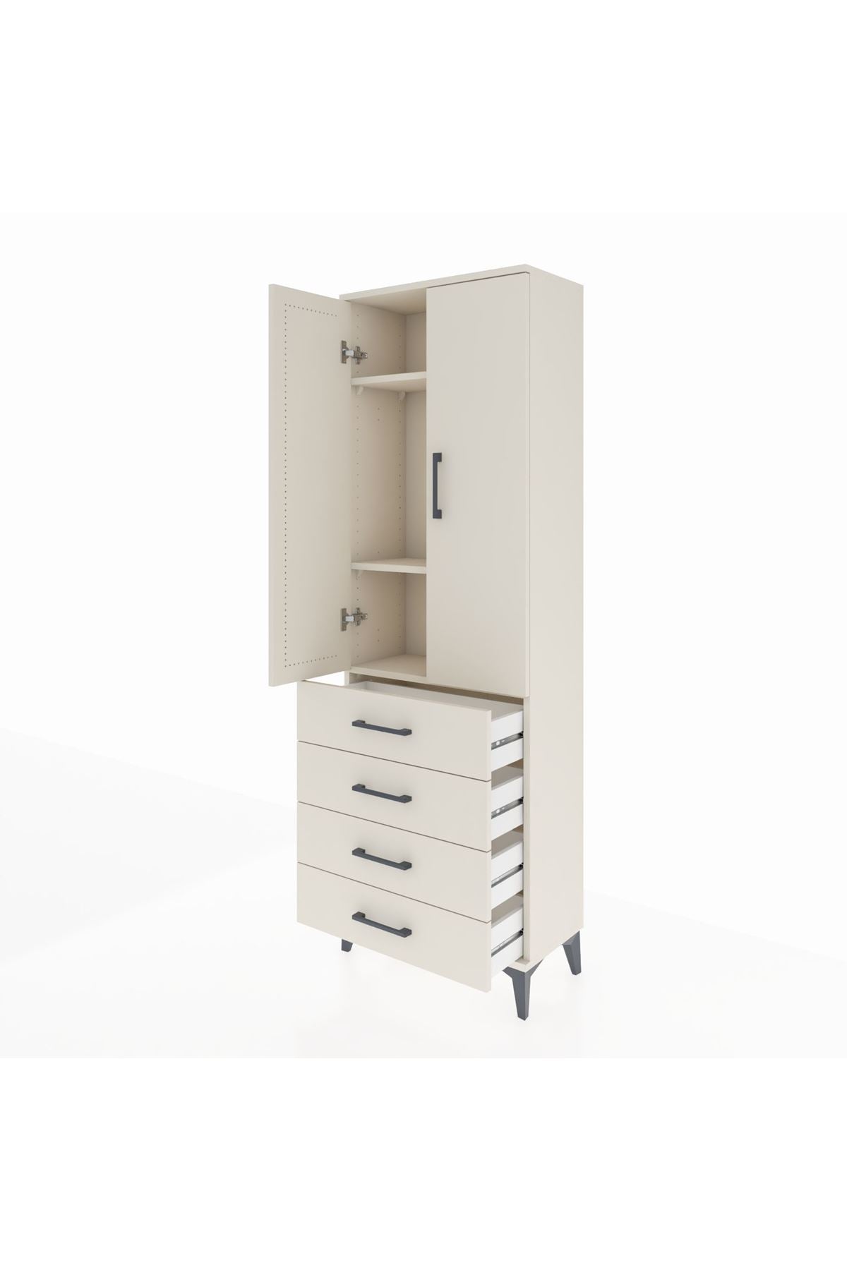 Arges Dolap 3 Raflı 4 Çekmeceli 2 Kapaklı 60x30x182 Aytaşı-Aytaşı