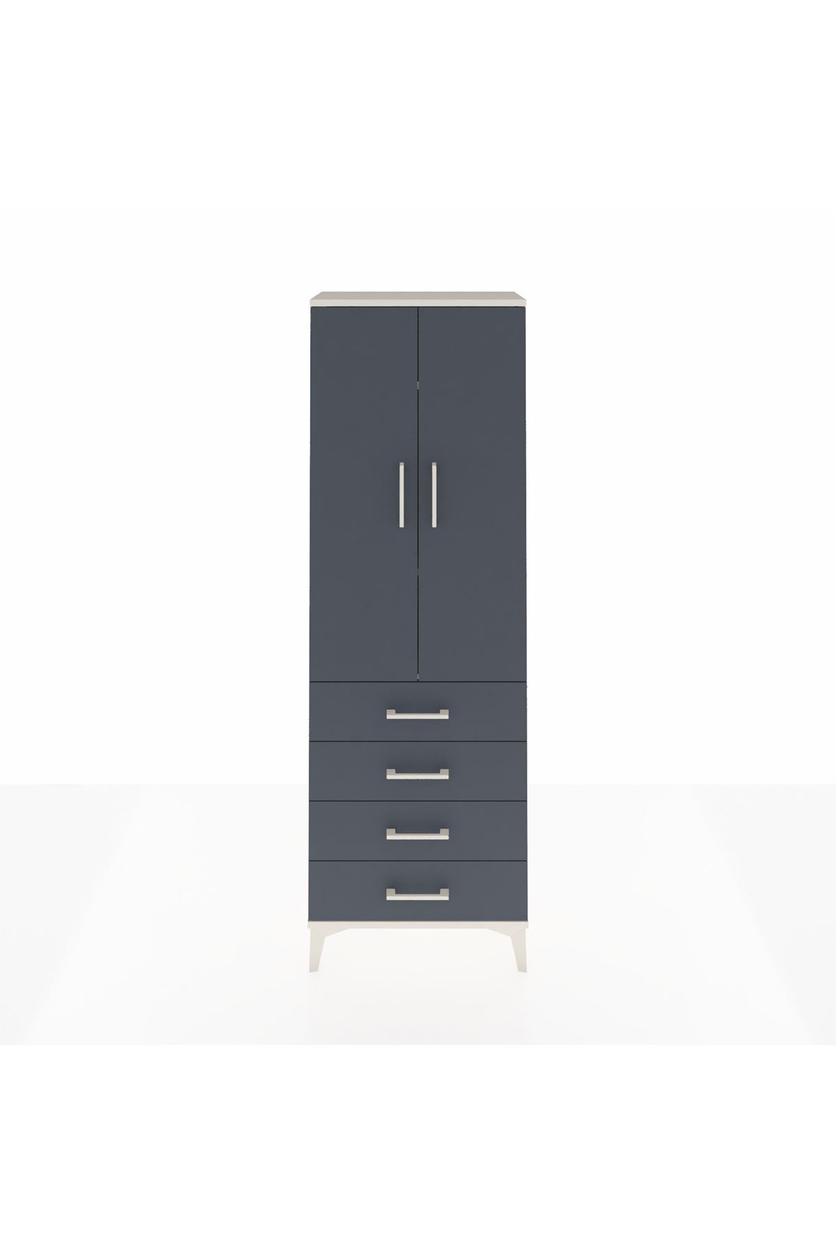 Arges Dolap 3 Raflı 4 Çekmeceli 2 Kapaklı 60x30x182 Aytaşı-Antrasit