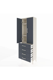 Arges Dolap 3 Raflı 4 Çekmeceli 2 Kapaklı 60x30x182 Aytaşı-Antrasit