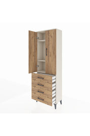 Arges Dolap 3 Raflı 4 Çekmeceli 2 Kapaklı 60x30x182 Aytaşı-Çam