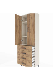 Arges Dolap 3 Raflı 4 Çekmeceli 2 Kapaklı 60x30x182 Aytaşı-Çam