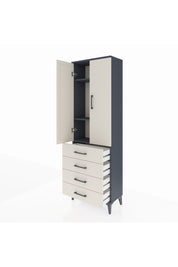 Arges Dolap 3 Raflı 4 Çekmeceli 2 Kapaklı 60x30x182 Antrasit-Aytaşı