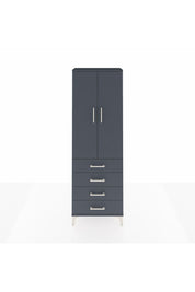 Arges Dolap 3 Raflı 4 Çekmeceli 2 Kapaklı 60x30x182 Antrasit-Antrasit
