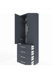 Arges Dolap 3 Raflı 4 Çekmeceli 2 Kapaklı 60x30x182 Antrasit-Antrasit