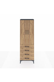 Arges Dolap 3 Raflı 4 Çekmeceli 2 Kapaklı 60x30x182 Antrasit-Çam