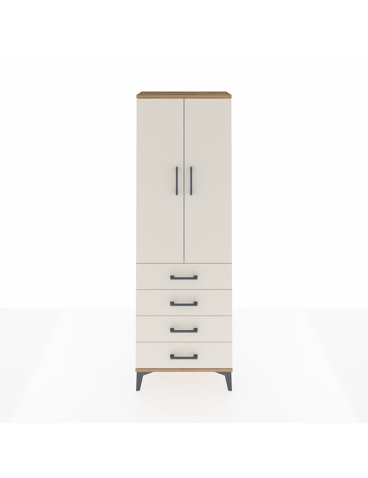 Arges Dolap 3 Raflı 4 Çekmeceli 2 Kapaklı 60x30x182 Çam-Aytaşı