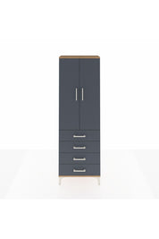 Arges Dolap 3 Raflı 4 Çekmeceli 2 Kapaklı 60x30x182 Çam-Antrasit