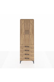 Arges Dolap 3 Raflı 4 Çekmeceli 2 Kapaklı 60x30x182 Çam-Çam