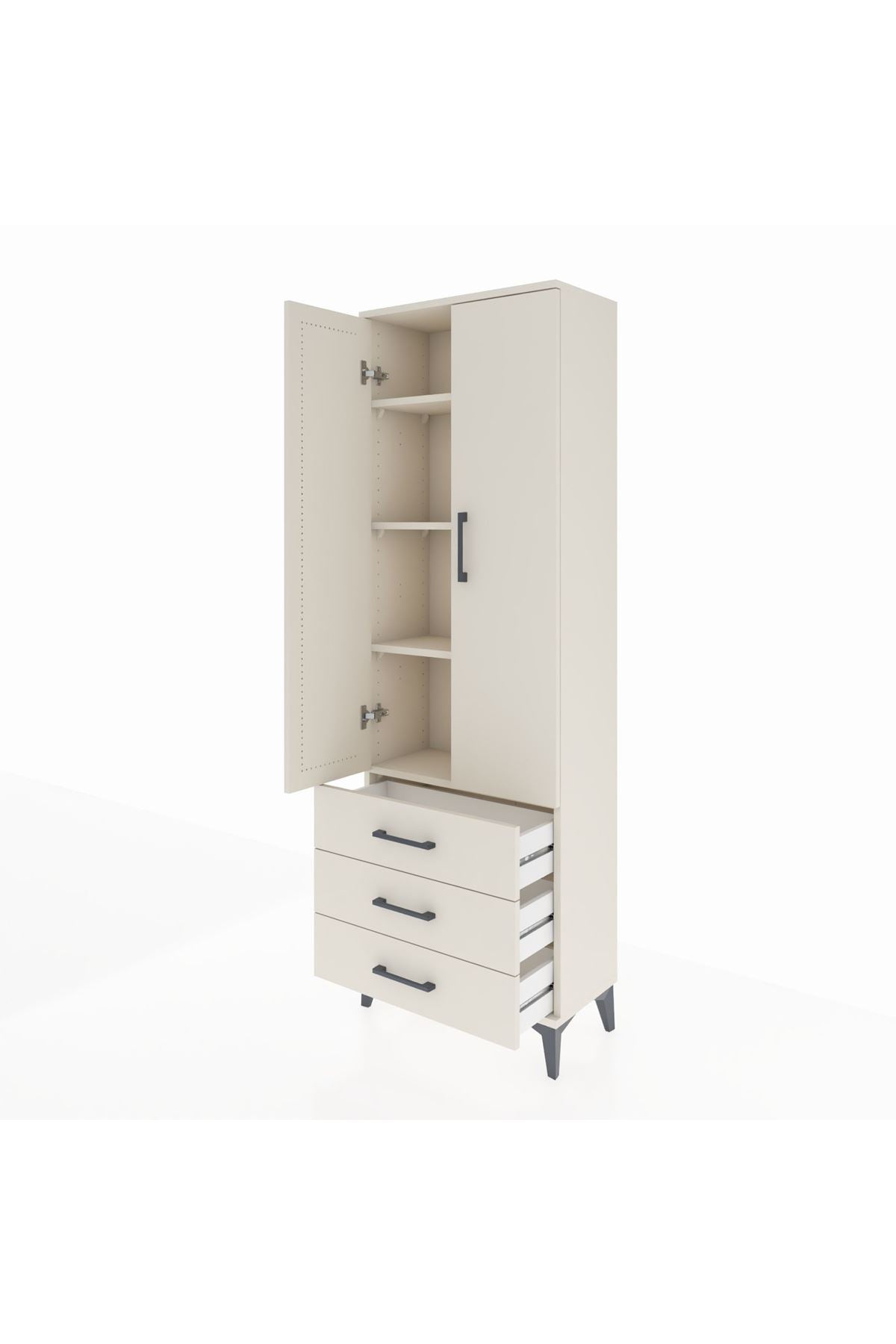 Arges Dolap 4 Raflı 3 Çekmeceli 2 Kapaklı 60x30x182 - S23M006V1A
