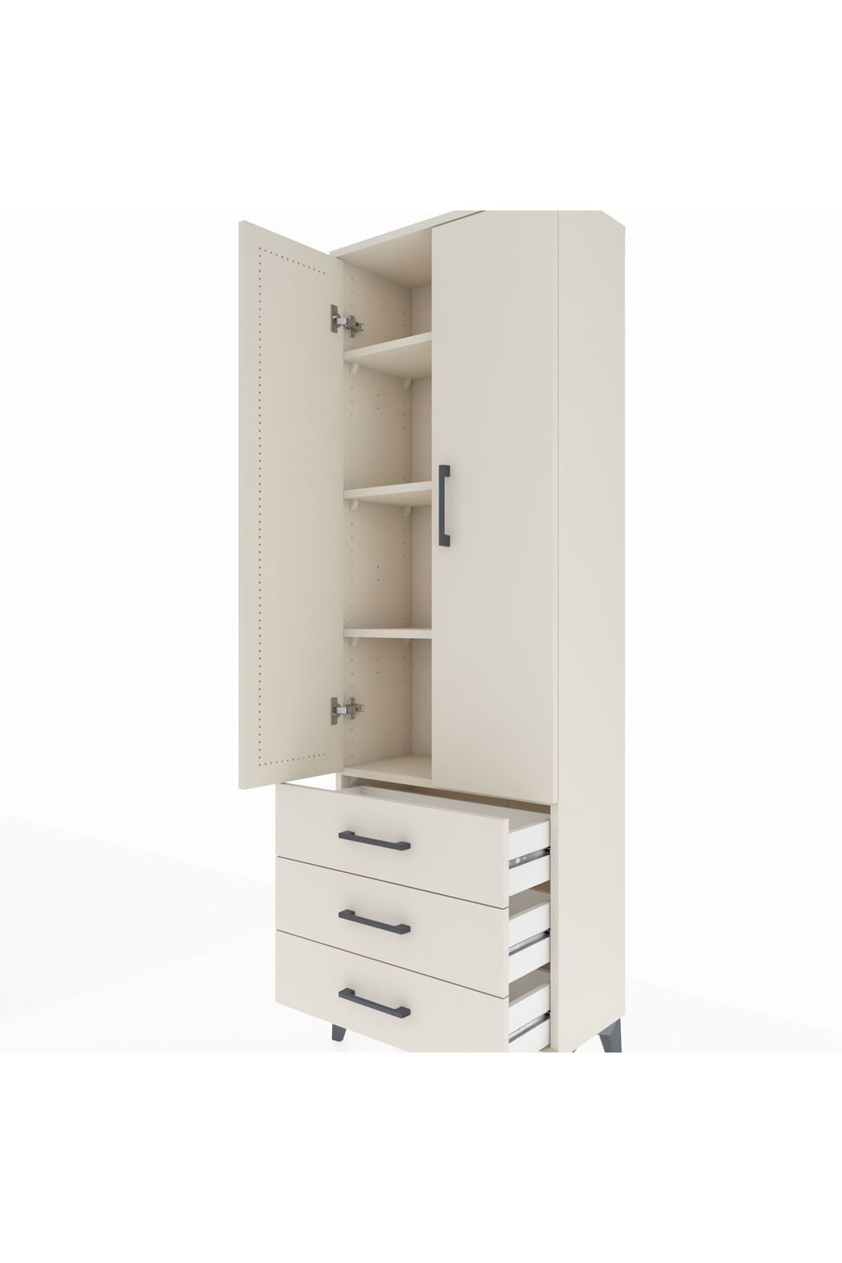 Arges Dolap 4 Raflı 3 Çekmeceli 2 Kapaklı 60x30x182 - S23M006V1A