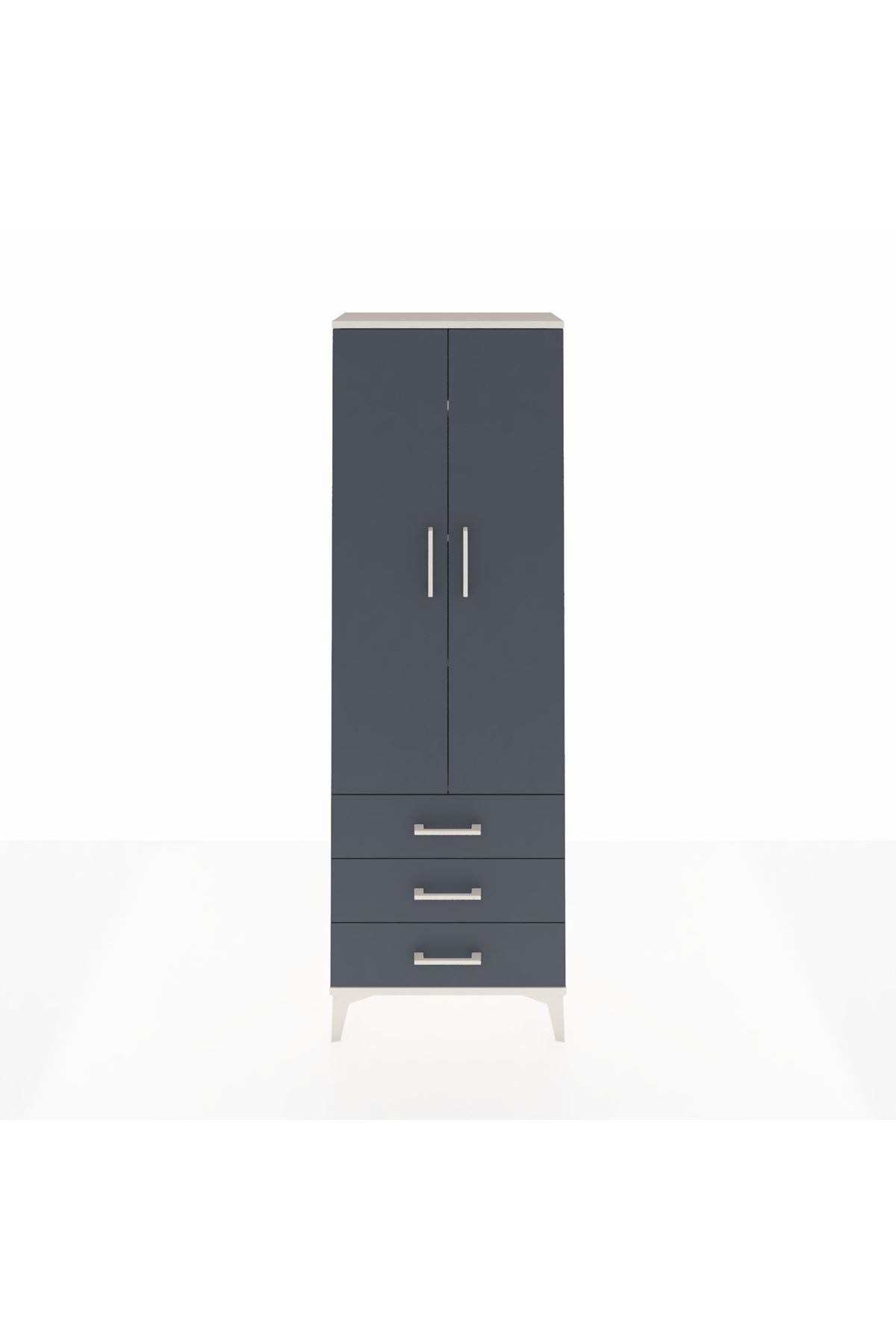 Arges Dolap 4 Raflı 3 Çekmeceli 2 Kapaklı 60x30x182 Aytaşı-Antrasit