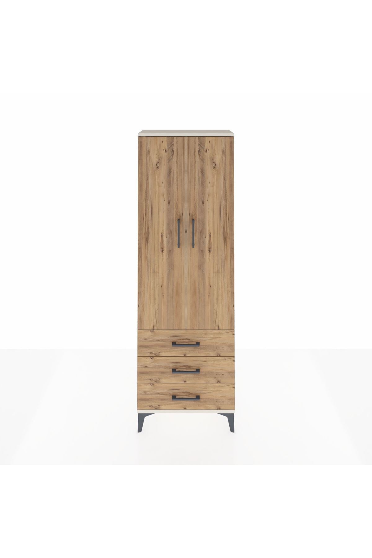 Arges Dolap 4 Raflı 3 Çekmeceli 2 Kapaklı 60x30x182 Aytaşı-Çam