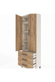 Arges Dolap 4 Raflı 3 Çekmeceli 2 Kapaklı 60x30x182 - S23M006V3A