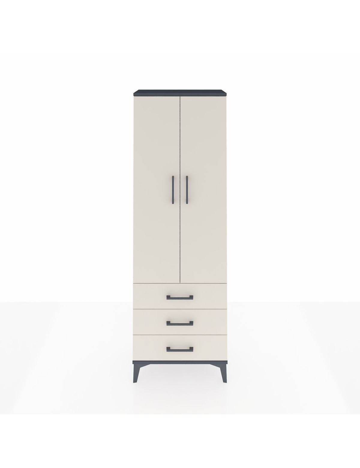 Arges Dolap 4 Raflı 3 Çekmeceli 2 Kapaklı 60x30x182 Antrasit-Aytaşı