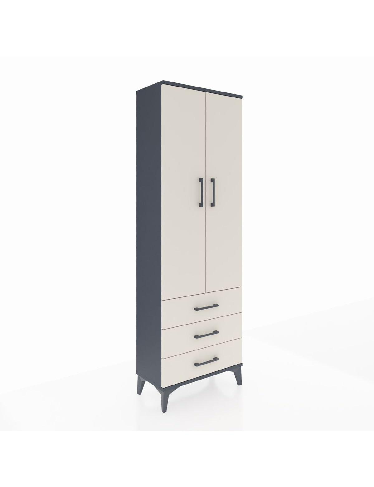 Arges Dolap 4 Raflı 3 Çekmeceli 2 Kapaklı 60x30x182 Antrasit-Aytaşı