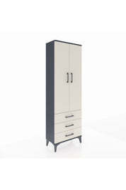 Arges Dolap 4 Raflı 3 Çekmeceli 2 Kapaklı 60x30x182 Antrasit-Aytaşı
