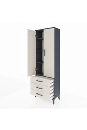 Arges Dolap 4 Raflı 3 Çekmeceli 2 Kapaklı 60x30x182 Antrasit-Aytaşı