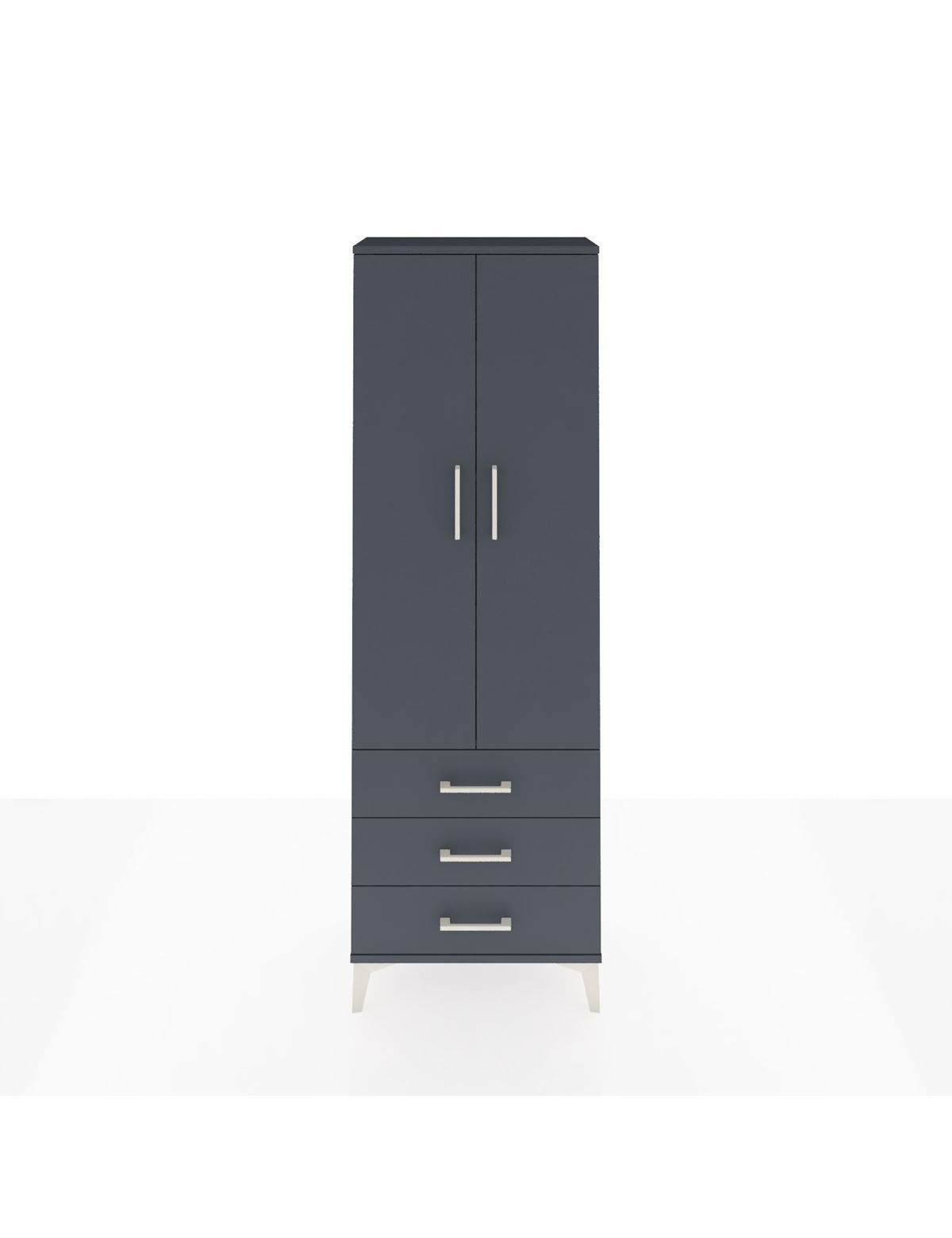 Arges Dolap 4 Raflı 3 Çekmeceli 2 Kapaklı 60x30x182 Antrasit-Antrasit