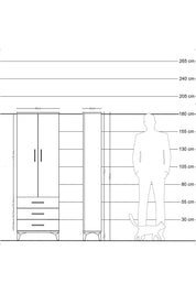 Arges Dolap 4 Raflı 3 Çekmeceli 2 Kapaklı 60x30x182 Antrasit-Antrasit