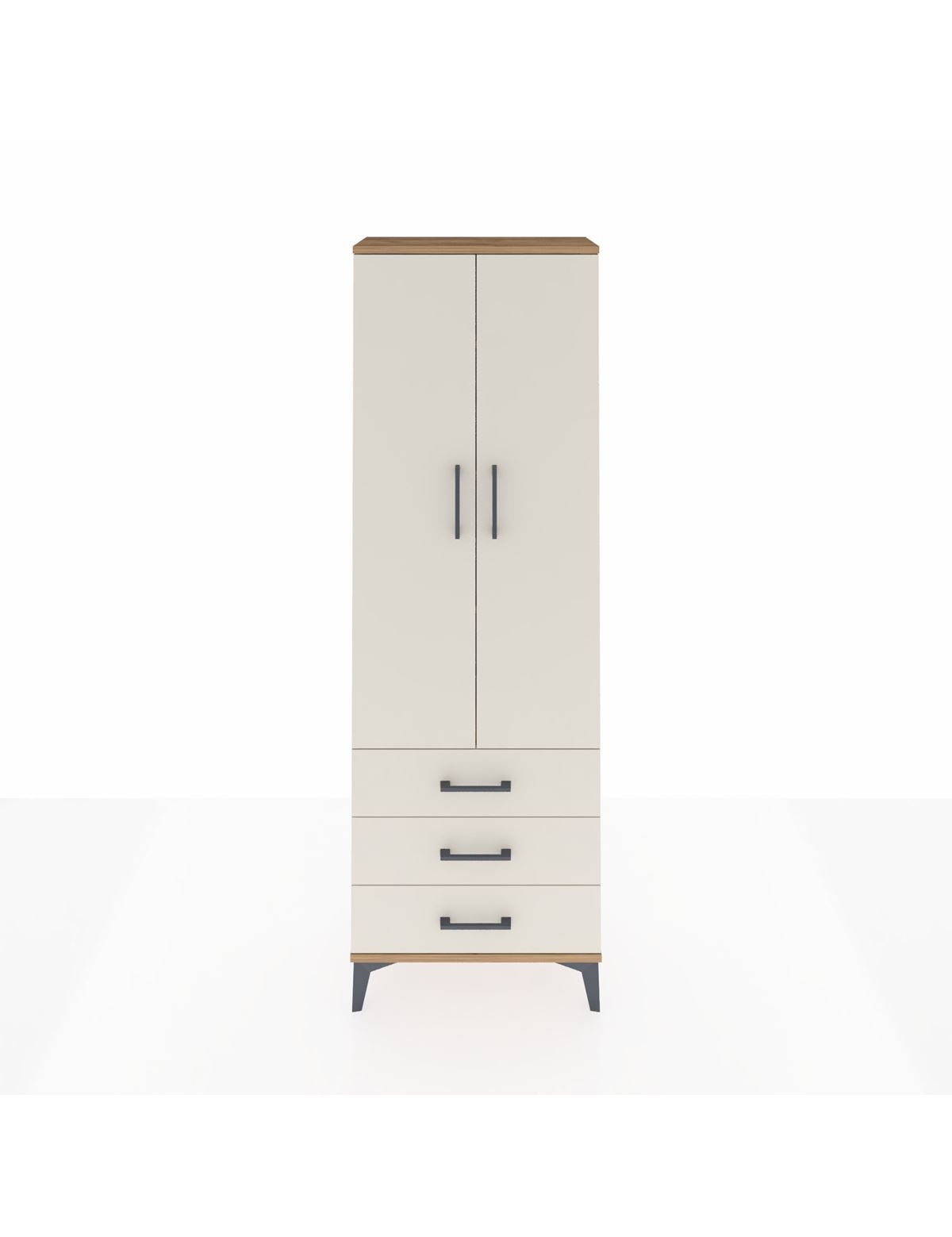 Arges Dolap 4 Raflı 3 Çekmeceli 2 Kapaklı 60x30x182 Çam-Aytaşı