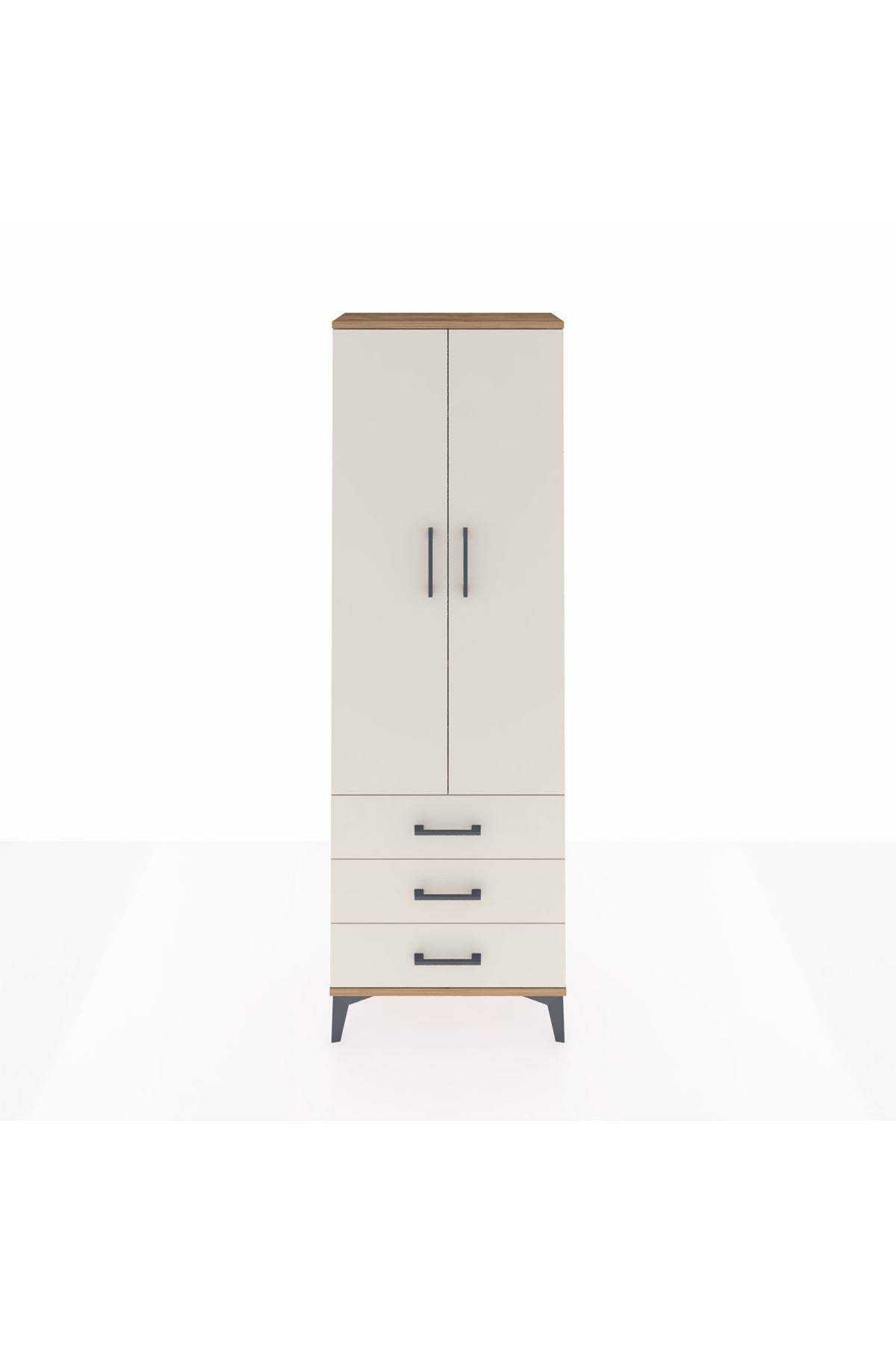 Arges Dolap 4 Raflı 3 Çekmeceli 2 Kapaklı 60x30x182 Çam-Aytaşı