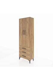 Arges Dolap 4 Raflı 3 Çekmeceli 2 Kapaklı 60x30x182 Çam-Çam