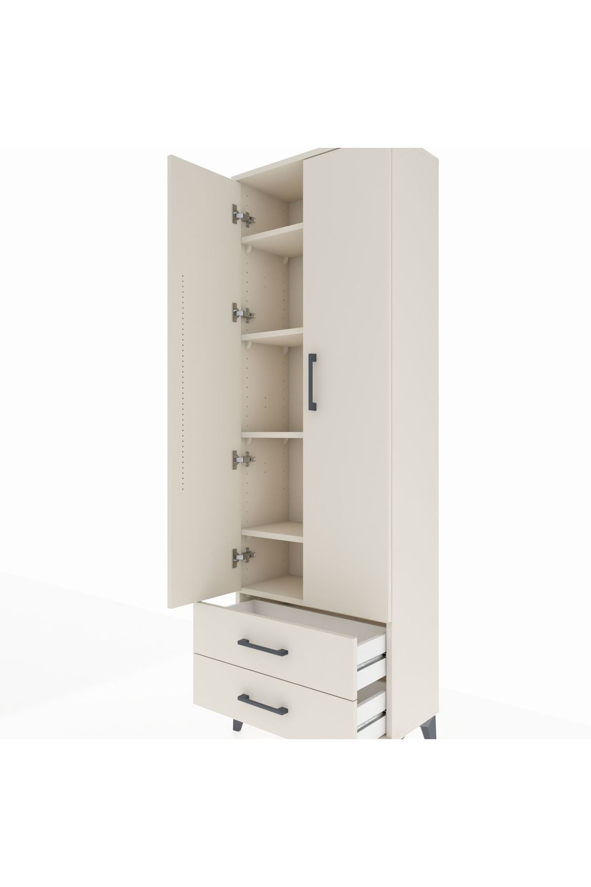 Arges Dolap 5 Raflı 2 Çekmeceli 2 Kapaklı 60x30x182 Aytaşı-Aytaşı